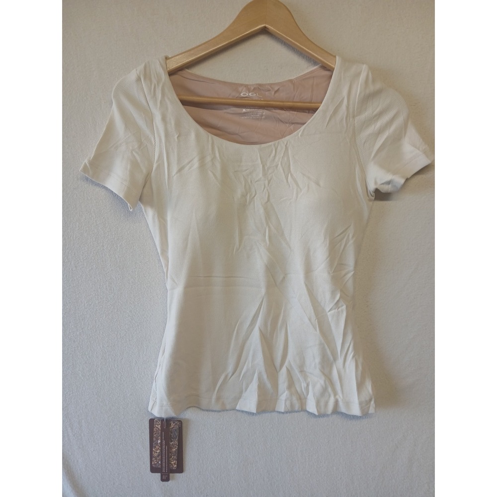 Ogl move basic bramis round neck ribbed white minimalist t shirt